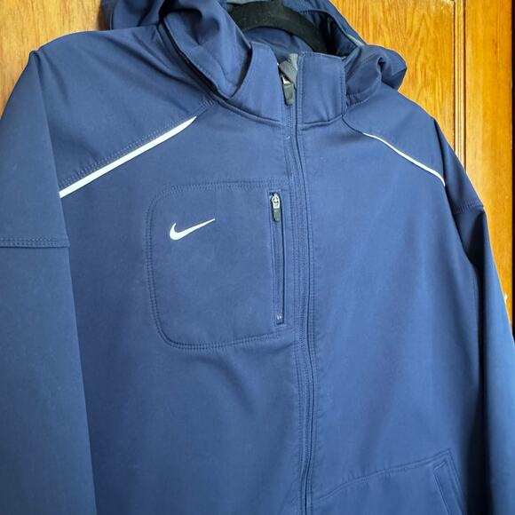 Nike Softshell Fleece Lined Navy Full Zip Jacket XL - Picture 3 of 14